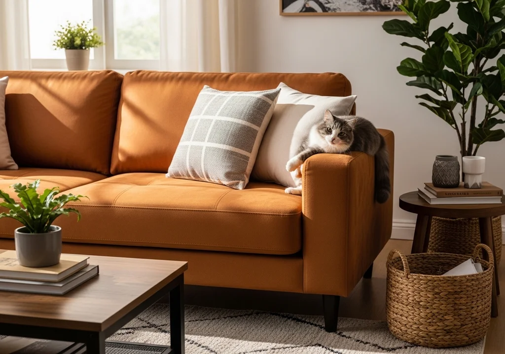 salon confortable chat sofa